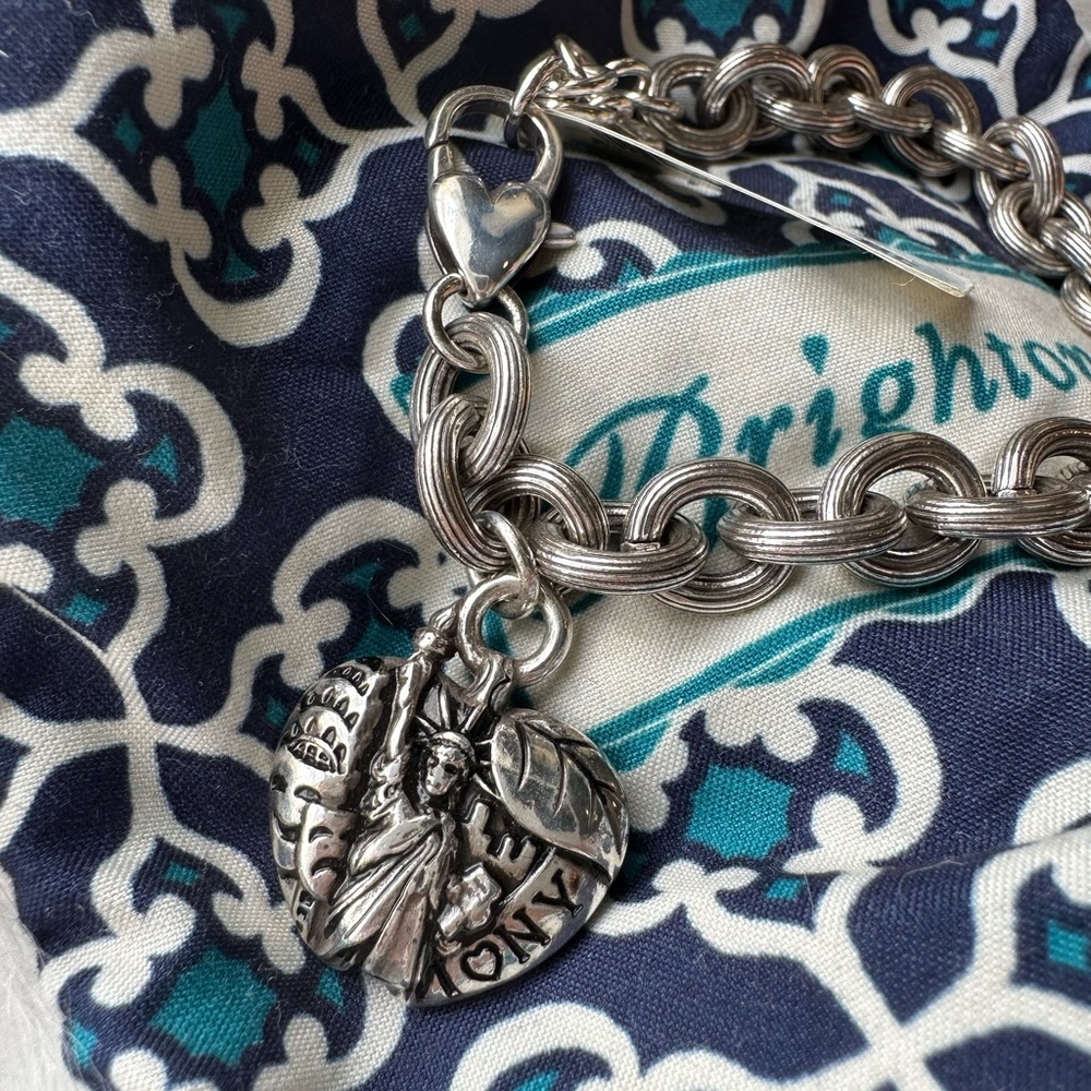 Brighton Silver Plated Big Apple Charm Bracelet